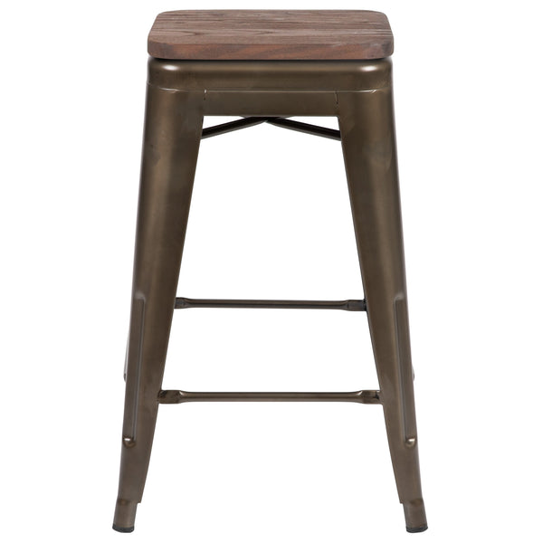 Gun Metal |#| 4 Pack 24inch High Metal Indoor Counter Bar Stool - Stackable Stool, Gun Metal Gray