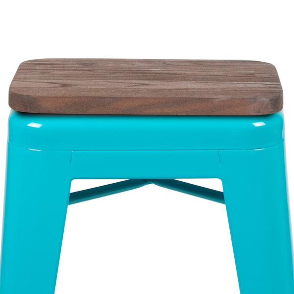 Teal |#| 4 Pack 24inch High Metal Indoor Counter Bar Stool - Stackable Stool, Teal