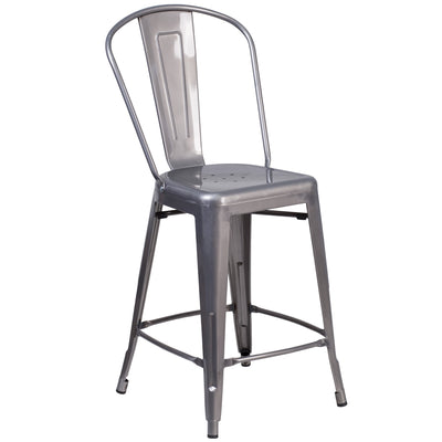 24'' High Indoor Counter Height Stool with Back - View 1