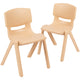 Natural |#| 2 Pack Natural Plastic Stack School Chair with 13.25inchH Seat, K-2 School Chair