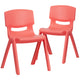Red |#| 2 Pack Red Plastic Stackable School Chair with 13.25inchH Seat, K-2 School Chair