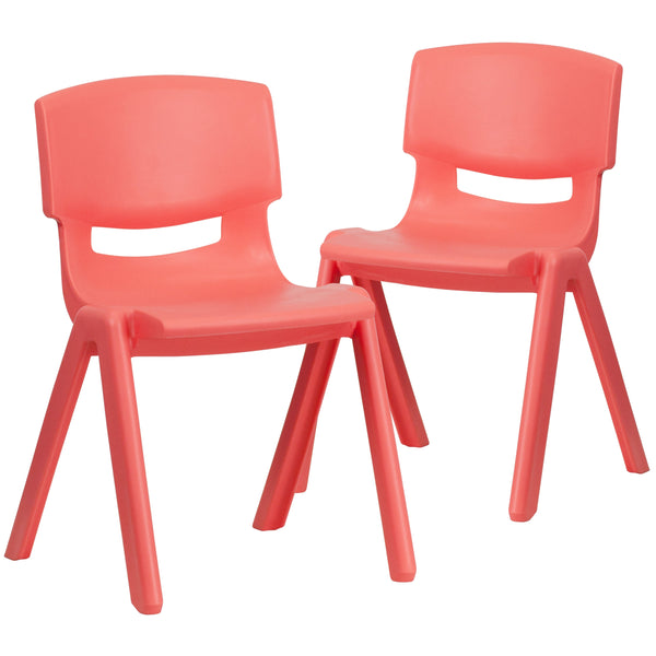 Red |#| 2 Pack Red Plastic Stackable School Chair with 13.25inchH Seat, K-2 School Chair