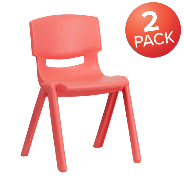 Red |#| 2 Pack Red Plastic Stackable School Chair with 13.25inchH Seat, K-2 School Chair