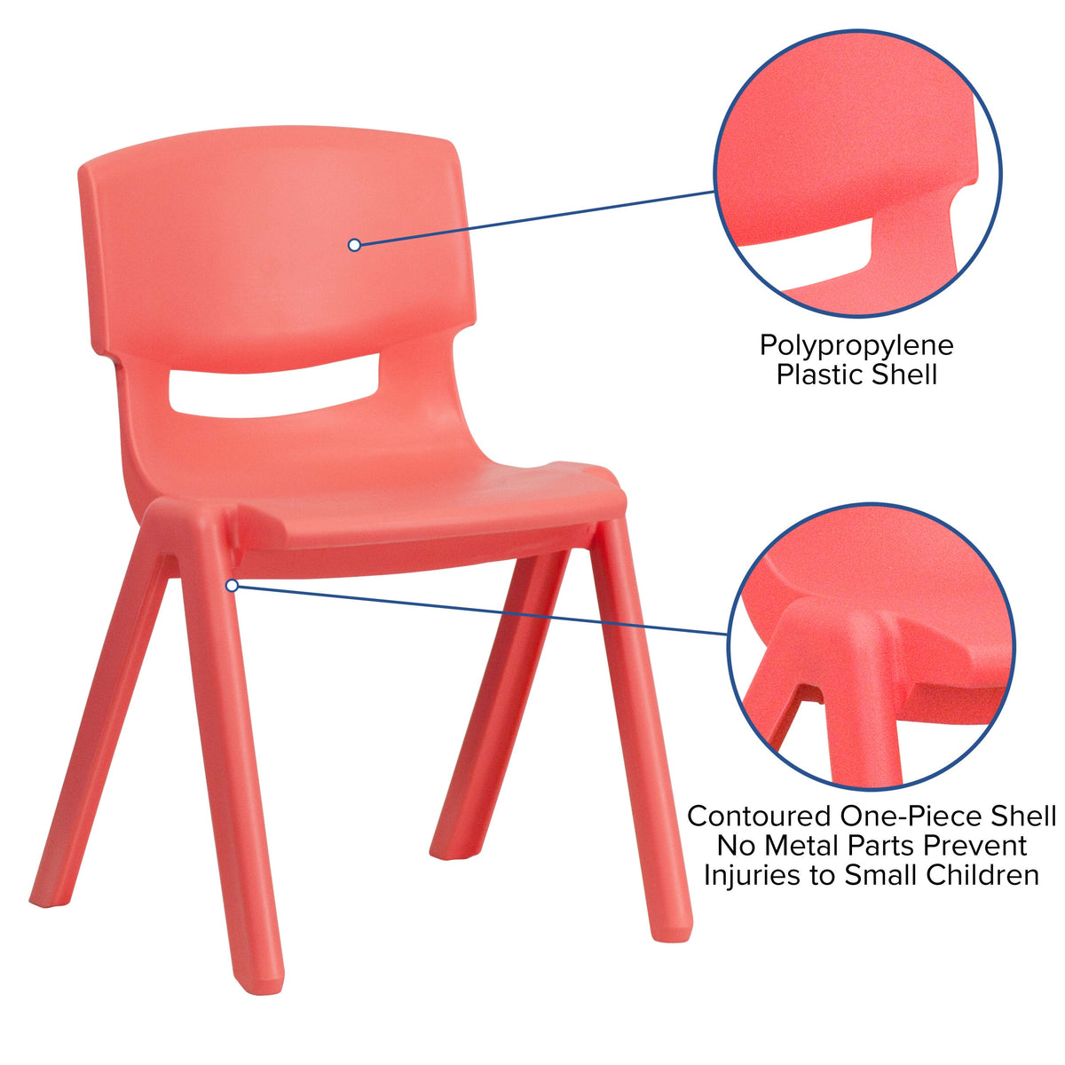 Red |#| 2 Pack Red Plastic Stackable School Chair with 13.25inchH Seat, K-2 School Chair
