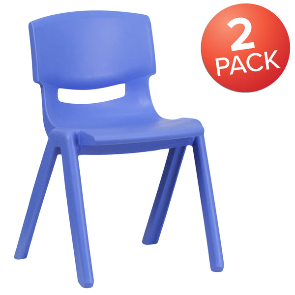 Blue |#| 2 Pack Blue Plastic Stackable School Chair with 13.25inchH Seat, K-2 School Chair
