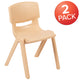 Natural |#| 2 Pack Natural Plastic Stack School Chair with 13.25inchH Seat, K-2 School Chair