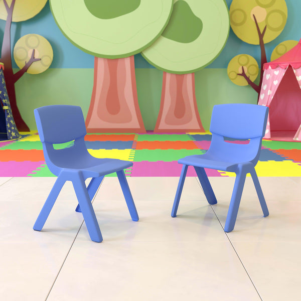 Blue |#| 2 Pack Blue Plastic Stackable School Chair with 13.25inchH Seat, K-2 School Chair