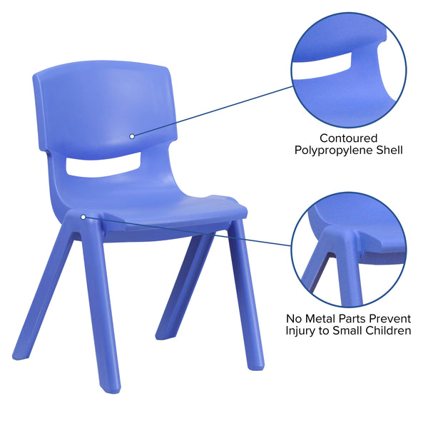 Blue |#| 2 Pack Blue Plastic Stackable School Chair with 13.25inchH Seat, K-2 School Chair