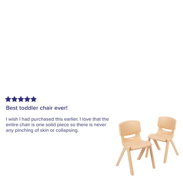 Natural |#| 2 Pack Natural Plastic Stack School Chair with 13.25inchH Seat, K-2 School Chair