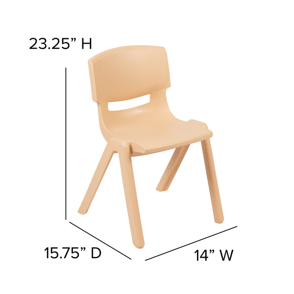 Natural |#| 2 Pack Natural Plastic Stack School Chair with 13.25inchH Seat, K-2 School Chair