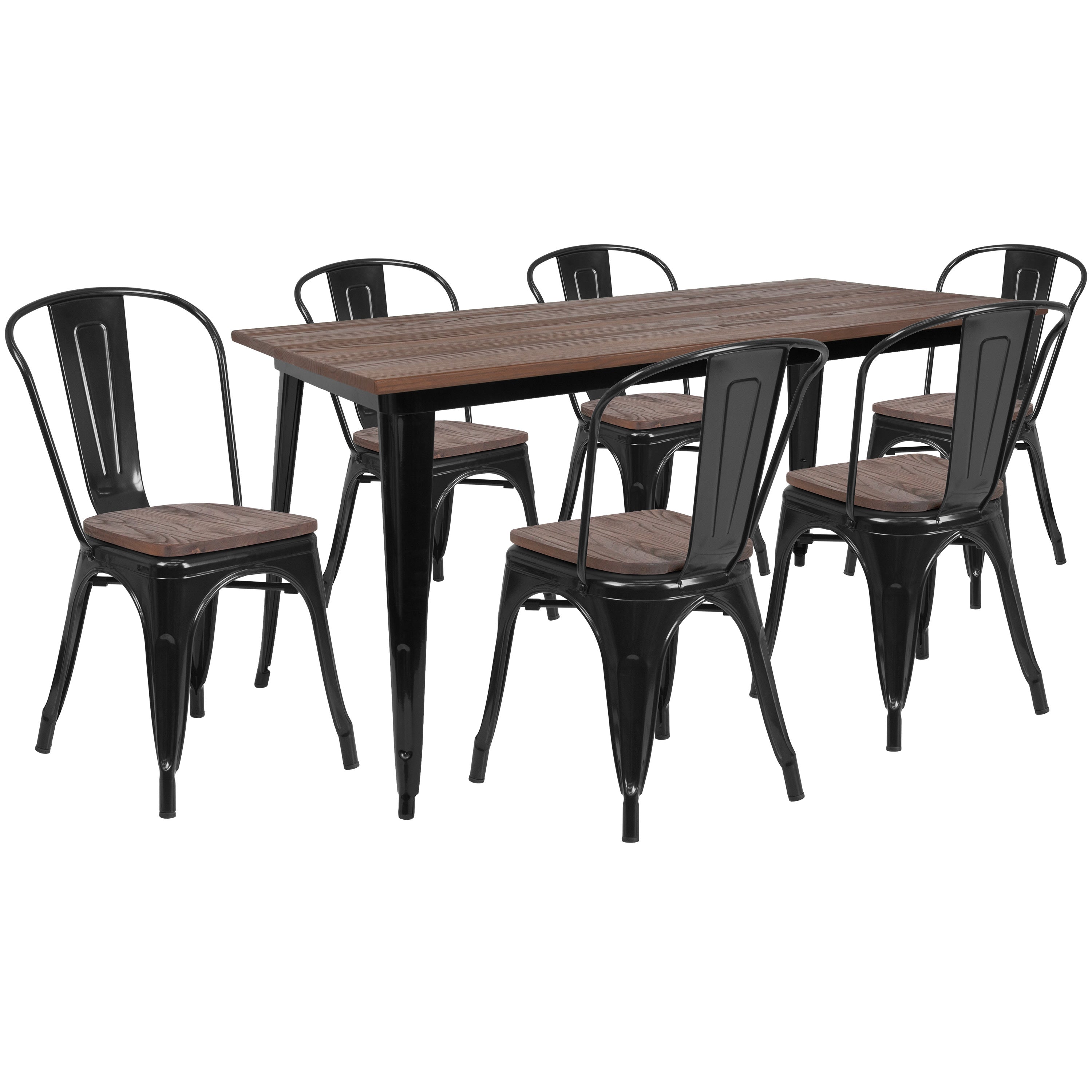 30x60 Metal Table Set CH-61010-6-30WD- – Stack Chairs Less