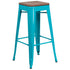 30" High Backless Barstool with Square Wood Seat