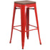 30" High Backless Metal Barstool with Square Wood Seat