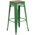 30" High Backless Metal Barstool with Square Wood Seat