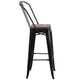 Black |#| 30inch High Black Metal Barstool with Back and Wood Seat - Kitchen Furniture