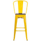 Yellow |#| 30inch High Yellow Metal Barstool with Back and Wood Seat - Kitchen Furniture