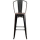 Black-Antique Gold |#| 30inch High Black-Antique Gold Metal Barstool with Back and Wood Seat - Kitchen