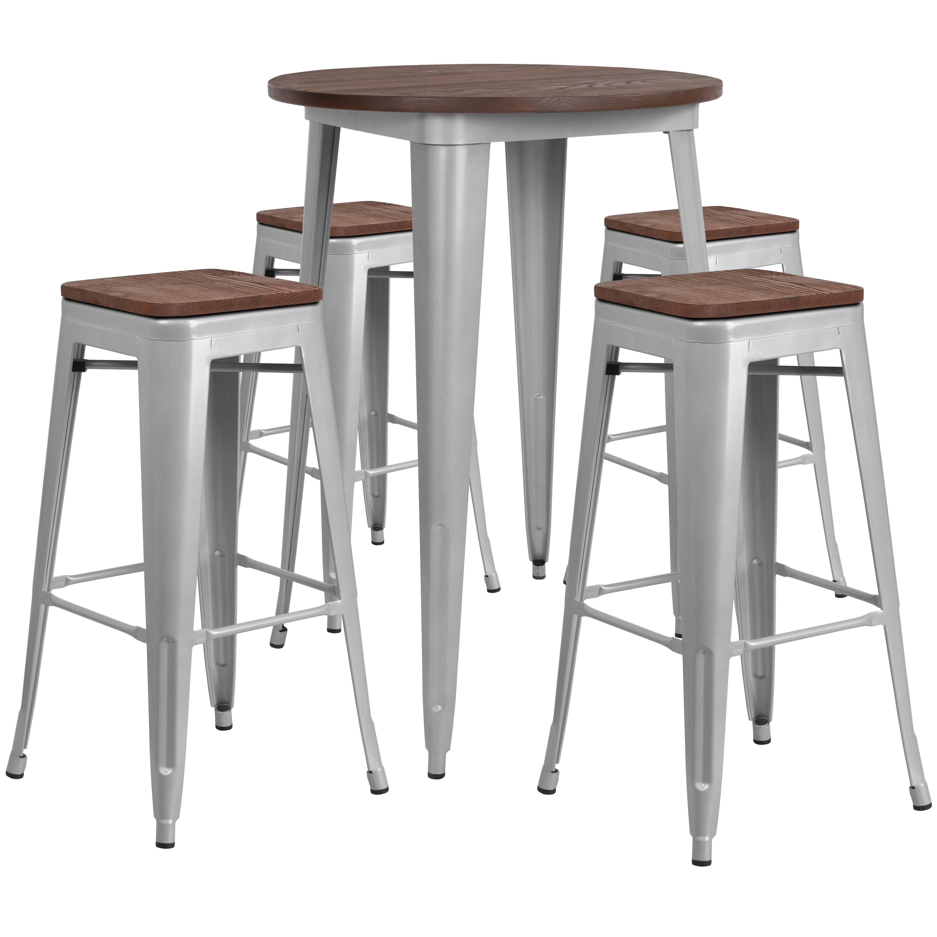 Metal bar stools and table top