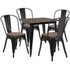 31.5" Square Metal Table Set with Wood Top and 4 Stack Chairs