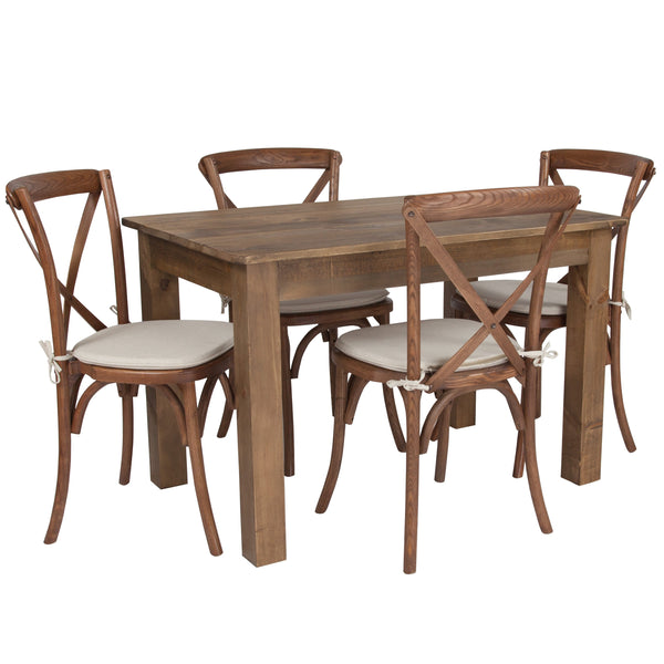 46x30 Farm Table/4 Chair Set XA-FARM-17- – Stack Chairs 4 Less