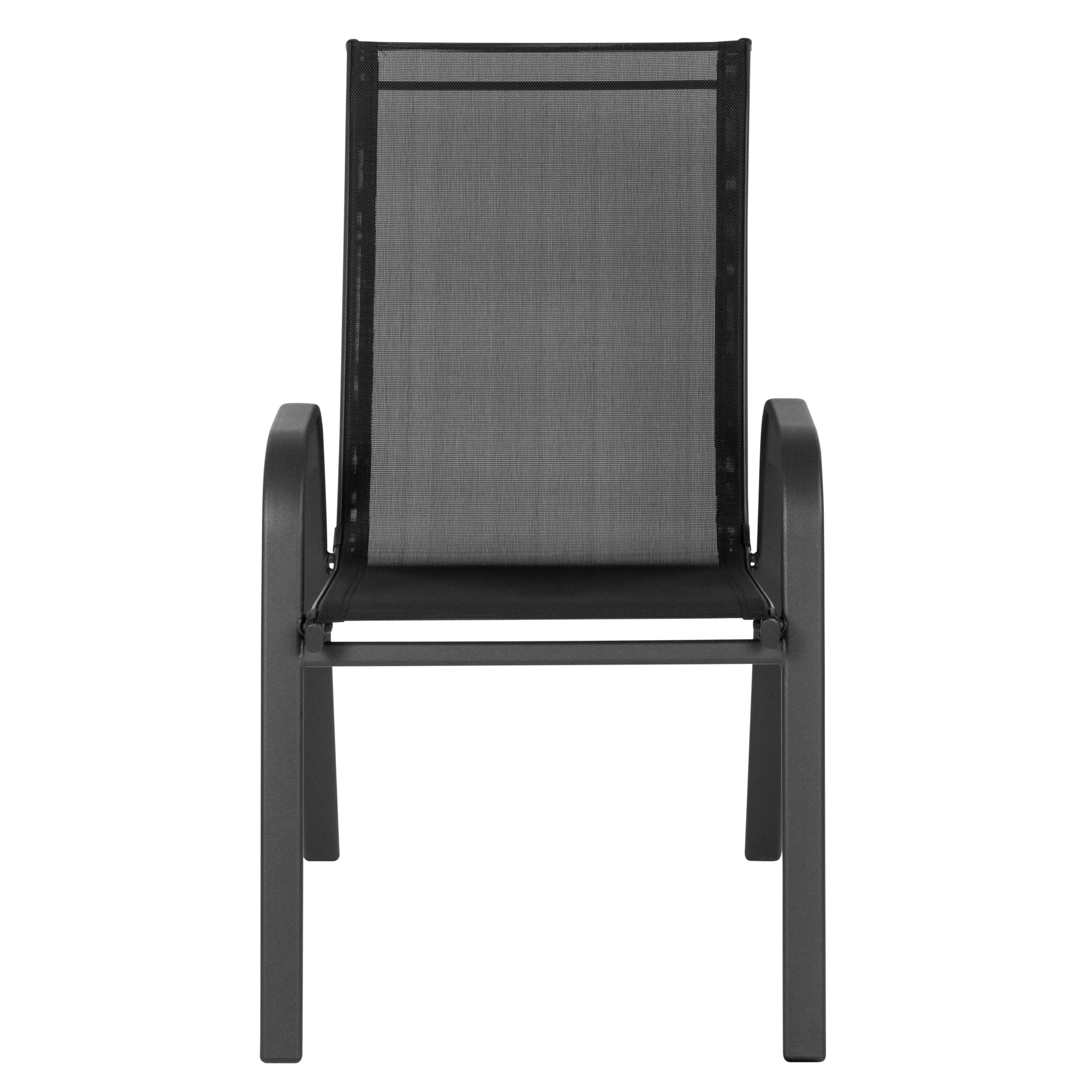 stackable black metal patio chairs