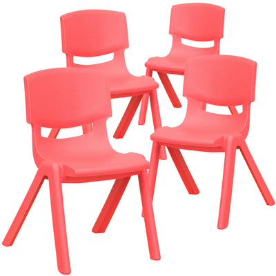 4 Pack Plastic Stackable School Chair with 12'' Seat Height