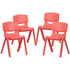 4 Pack Plastic Stackable School Chairs with 13.25" Seat Height