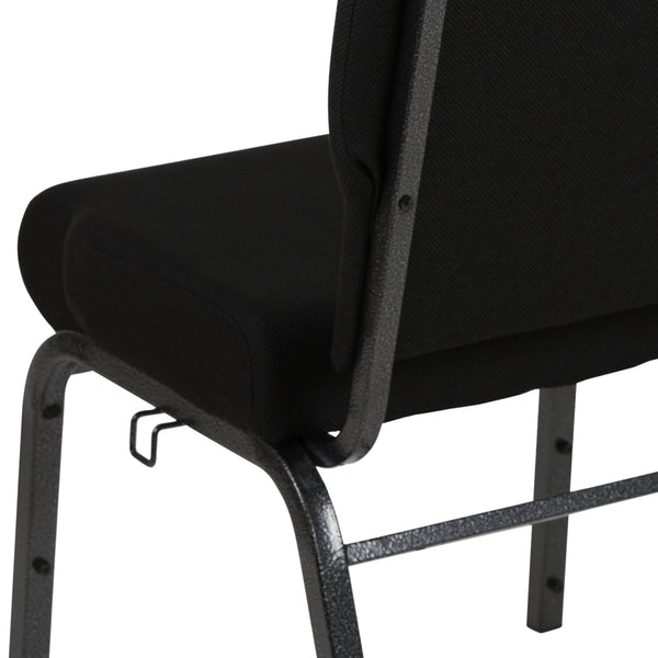 Black Fabric/Silver Vein Frame |#| 20.5inch Black Molded Foam Stacking Church Chair