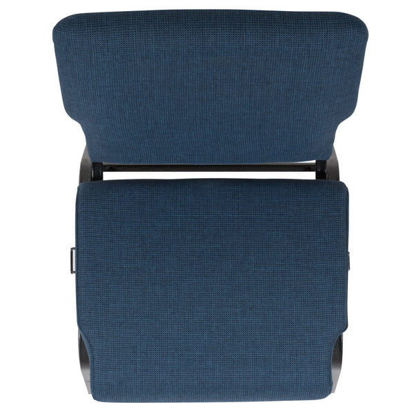 Blue Fabric/Silver Vein Frame |#| 20.5inch Blue Molded Foam Stacking Church Chair