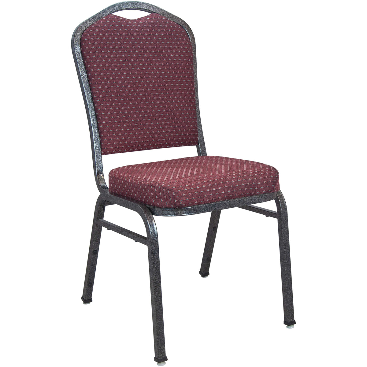 Burgundy Patterned Fabric/Silver Vein Frame |#| Premium Burgundy-patterned Crown Back Banquet Chair - Silver Vein