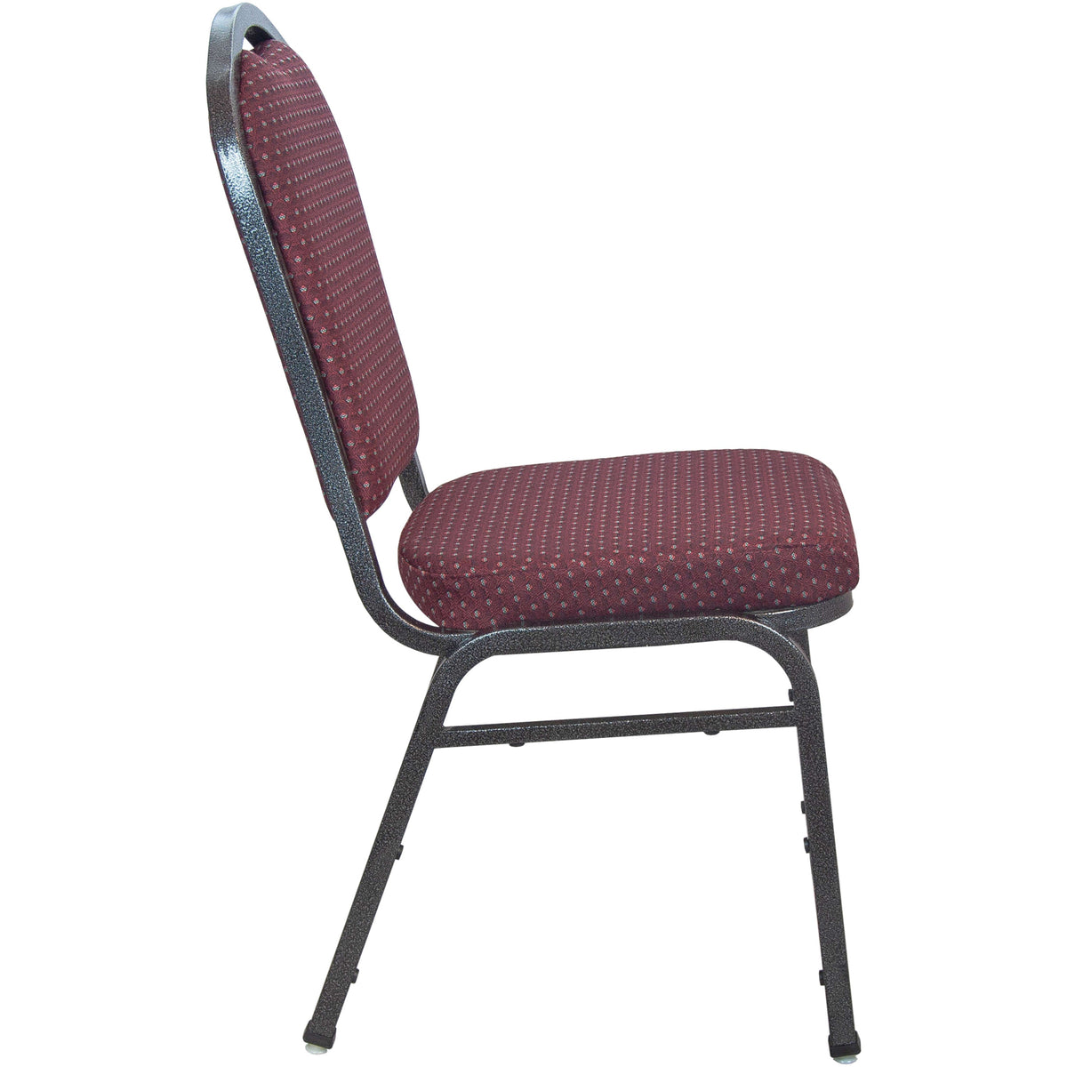 Burgundy Patterned Fabric/Silver Vein Frame |#| Premium Burgundy-patterned Crown Back Banquet Chair - Silver Vein