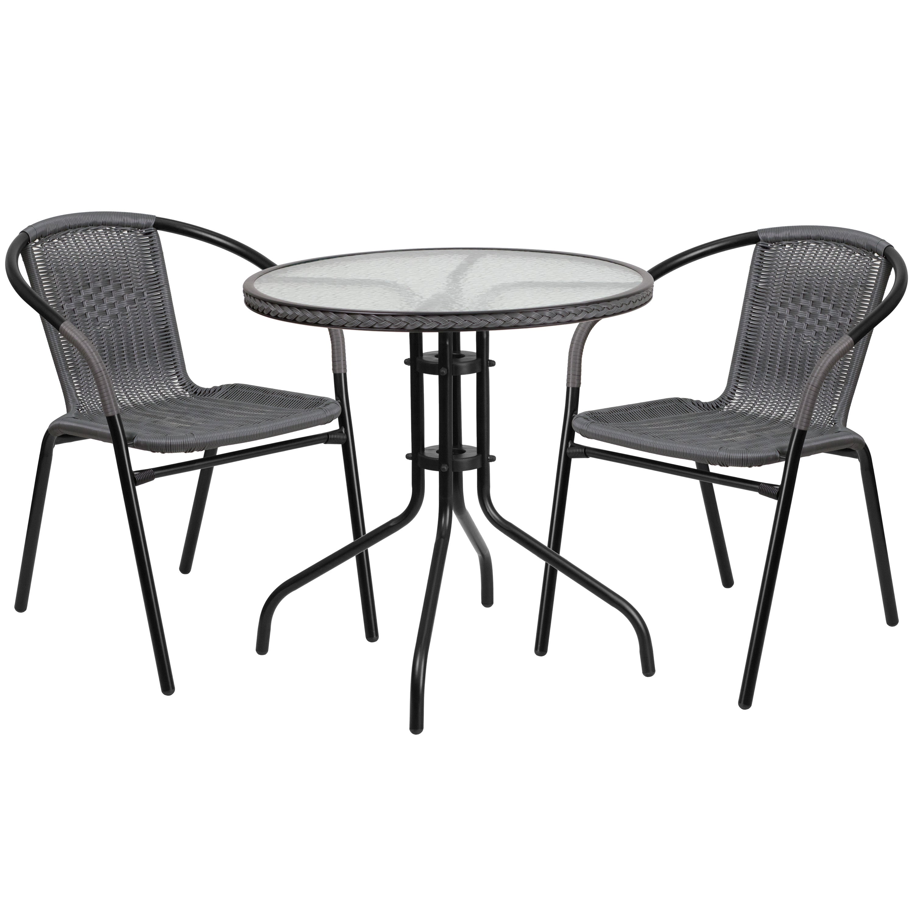 Glass table and 2 chairs top
