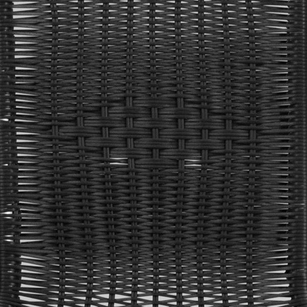 Clear/Dark Brown |#| 28inch SQ Glass Metal Table with Dk Brown Rattan Edging & 4 Dk Brown Rattan Chairs