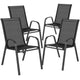 Black |#| 3 Piece Patio Dining Set - 23.75inch Round Glass Table, 2 Black Flex Stack Chairs