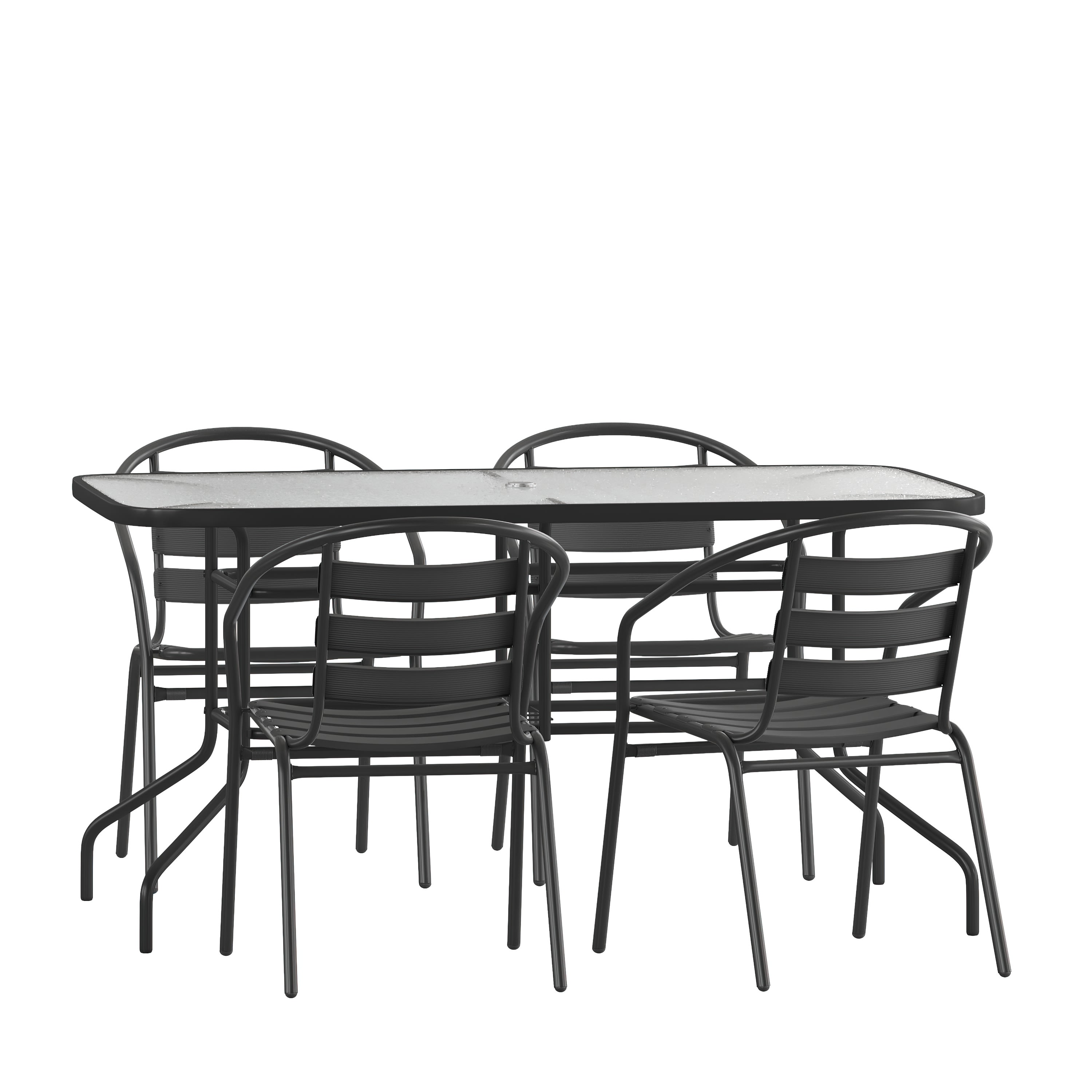 Patio Set TLH 089REC 017C4 Stack Chairs 4 Less