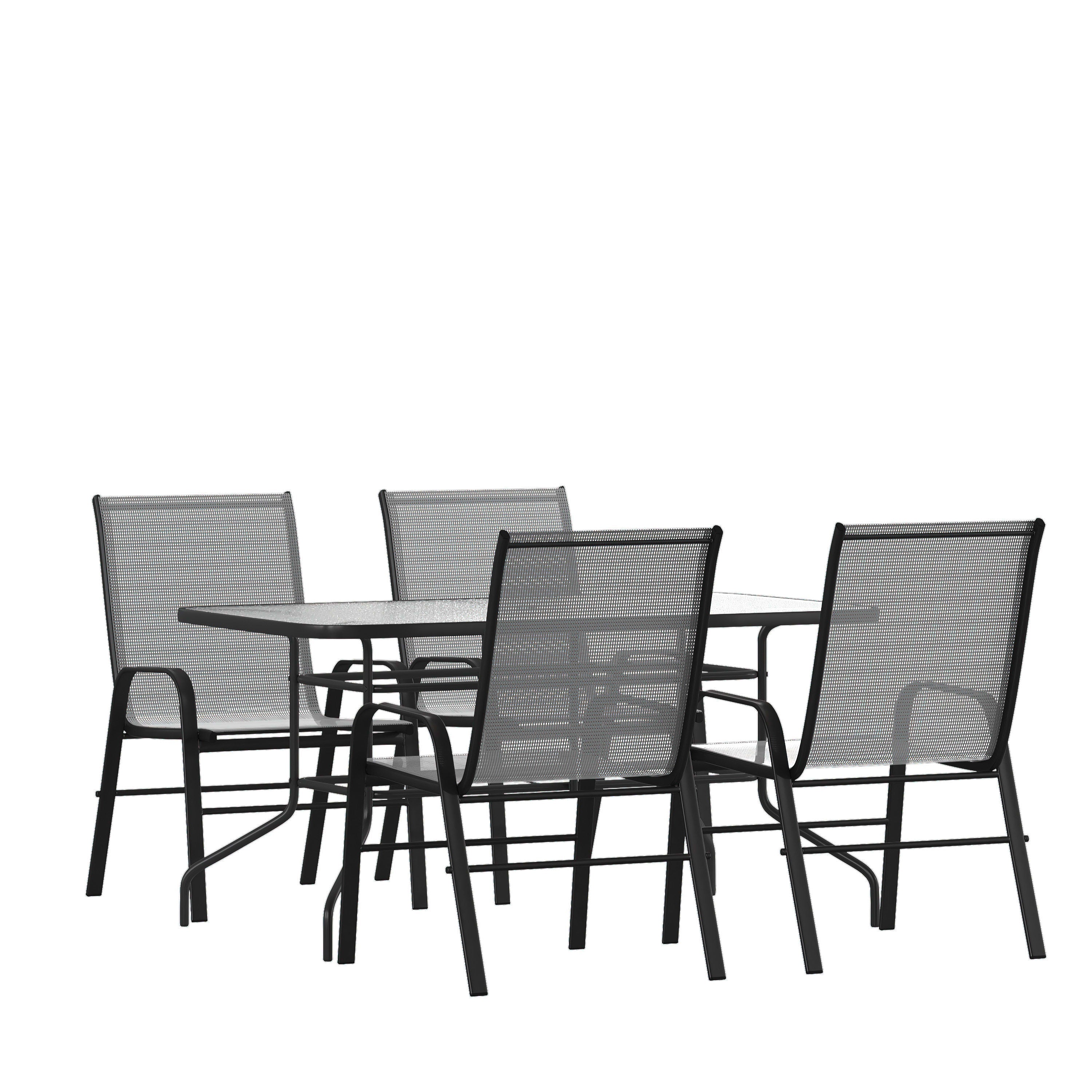 Patio Set TLH 089REC 303C4 Stack Chairs 4 Less
