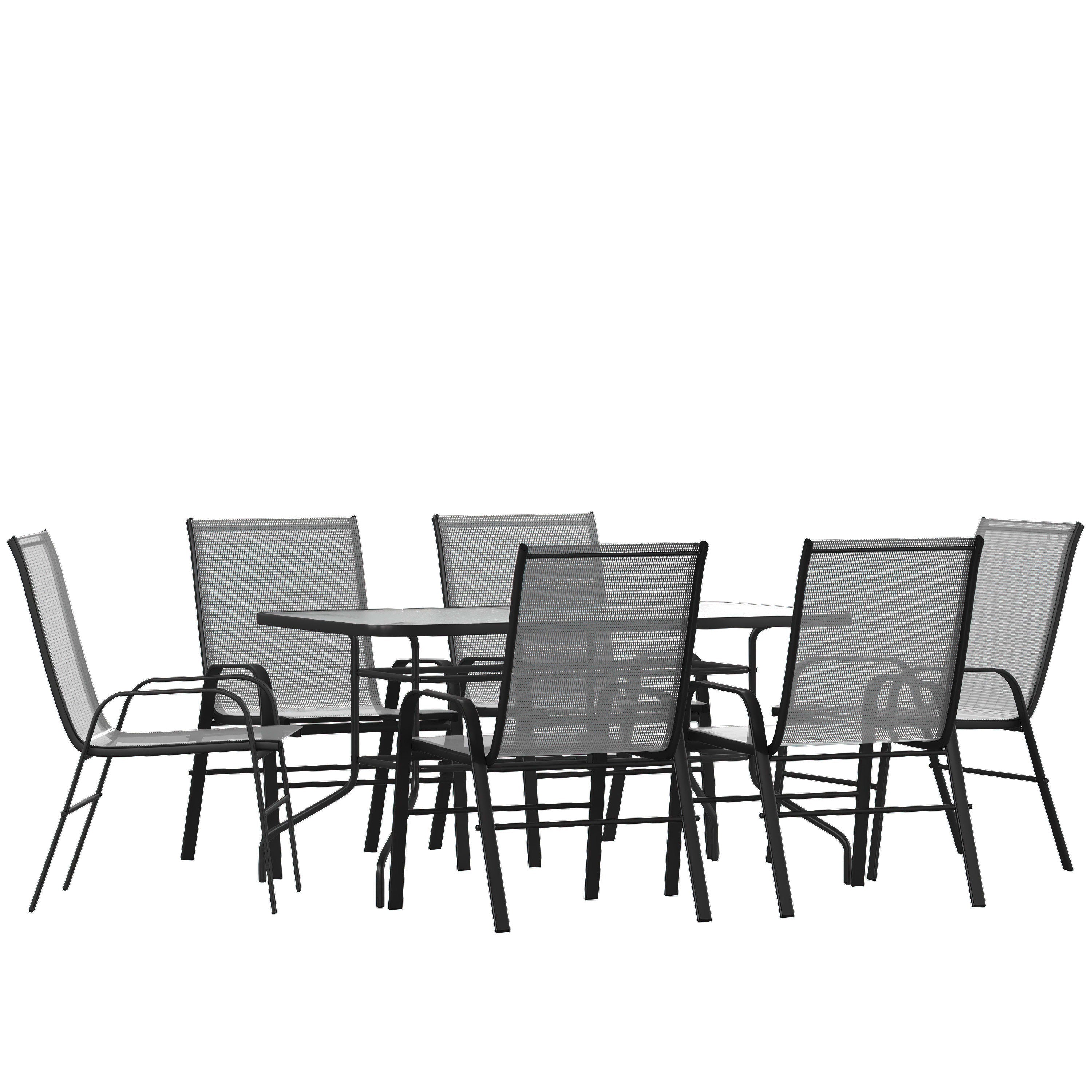 Glass patio set 6 chairs outlet