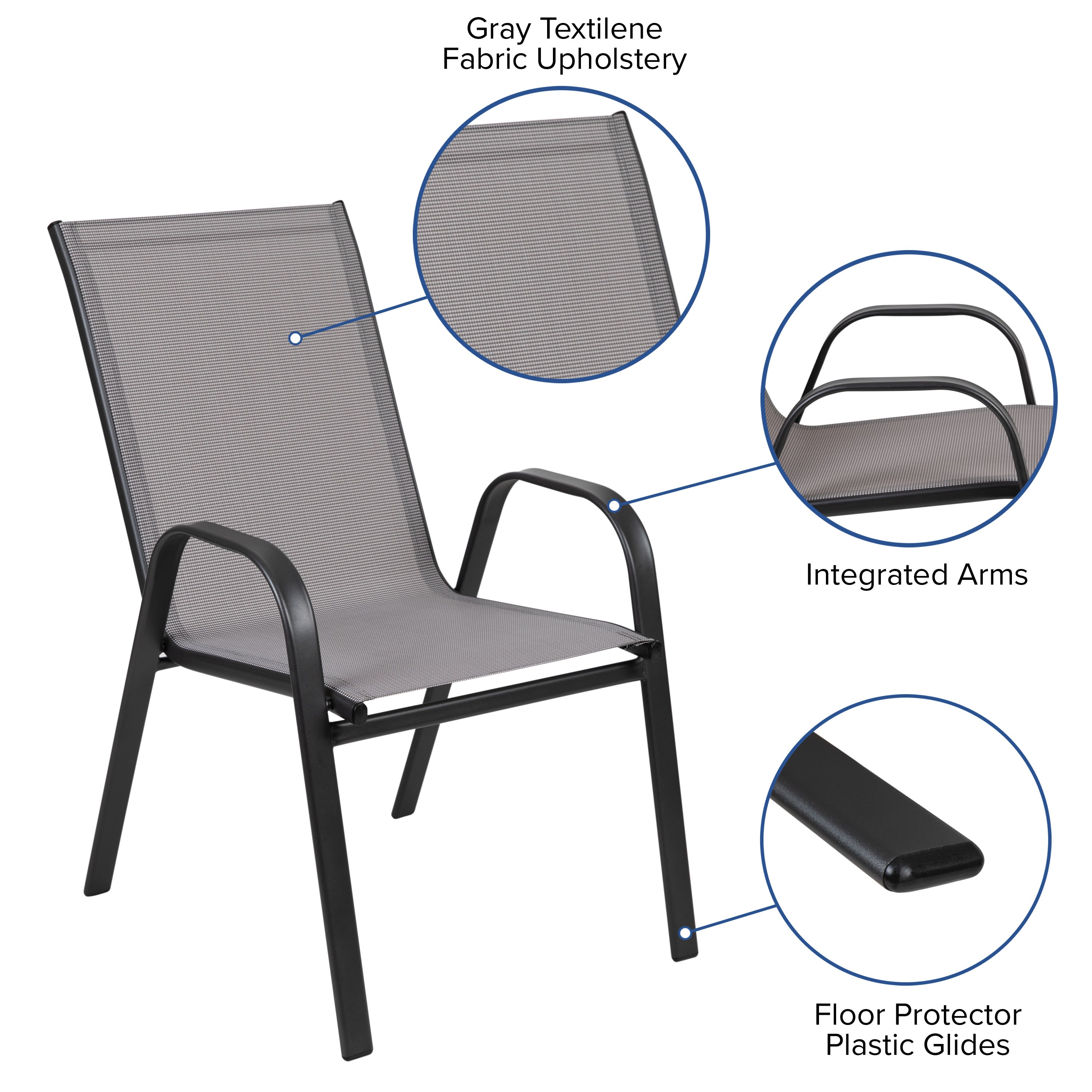 stackable steel sling chair