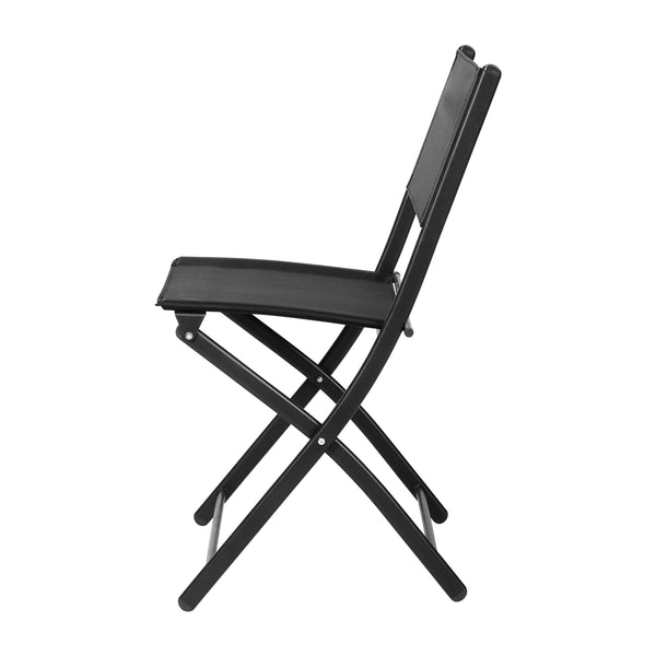 Black |#| 2 Pack Commercial Outdoor Flex Comfort Folding Chair with Metal Frame in Black