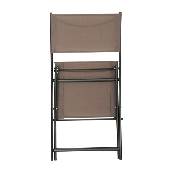 Brown |#| 2 Pack Commercial Outdoor Flex Comfort Folding Chair with Metal Frame in Brown