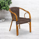 Dark Brown Rattan/Red Bamboo-Aluminum Frame |#| Dark Brown Rattan Restaurant Patio Chair with Red Bamboo-Aluminum Frame