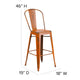 Orange/Teak |#| All-Weather Bar Height Stool with Poly Resin Seat - Orange/Teak