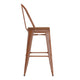 Orange/Teak |#| All-Weather Bar Height Stool with Poly Resin Seat - Orange/Teak