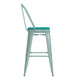 Mint Green/Mint Green |#| All-Weather Bar Height Stool with Poly Resin Seat - Mint Green