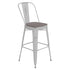 Carly Commercial Grade 30" High Metal Indoor-Outdoor Bar Height Stool with Back and Polystyrene Seat