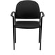 Black Vinyl |#| Comfort Black Vinyl Stackable Steel Side Reception Chair with Arms - Guest Chair
