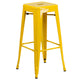 Yellow |#| 23.75inch Square Yellow Metal Bar Table Set with 2 Square Seat Backless Stools