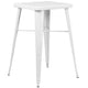 White |#| 23.75inch Square White Metal Indoor-Outdoor Bar Table Set with 2 Stools with Backs