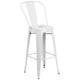 White |#| 23.75inch Square White Metal Indoor-Outdoor Bar Table Set with 2 Stools with Backs