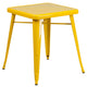Yellow |#| 23.75inch Square Yellow Metal Indoor-Outdoor Table Set with 2 Stack Chairs